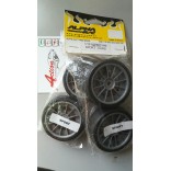 JOGO DE RODA GRAFITE COM PNEU ALPHA RC 12mm SPORT HARD PARA 1/10 FW05 / FW06 / FAZER / LAMBORGHINI REVENTON ETC ALP6501HS